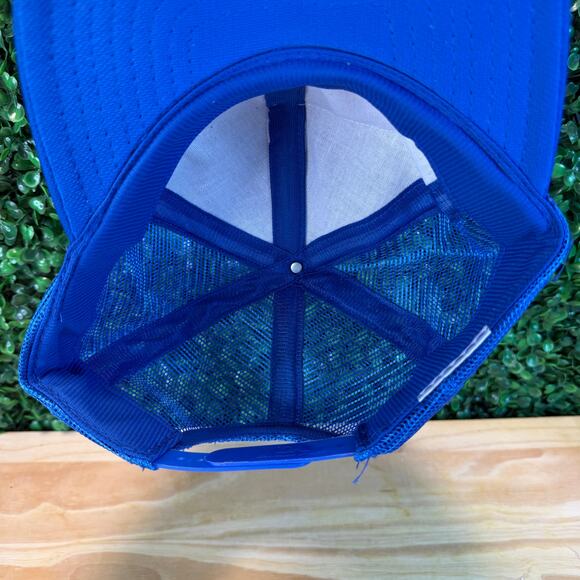 Vintage Amoco Trucker Hat Chocolate Bayou OLEF Maint Comp Rare 80s y2k Cap Blue - Picture 8 of 8